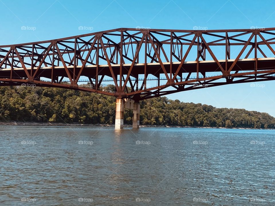 A cool rustic bridge over Cumberland River in Burnside Kentucky 