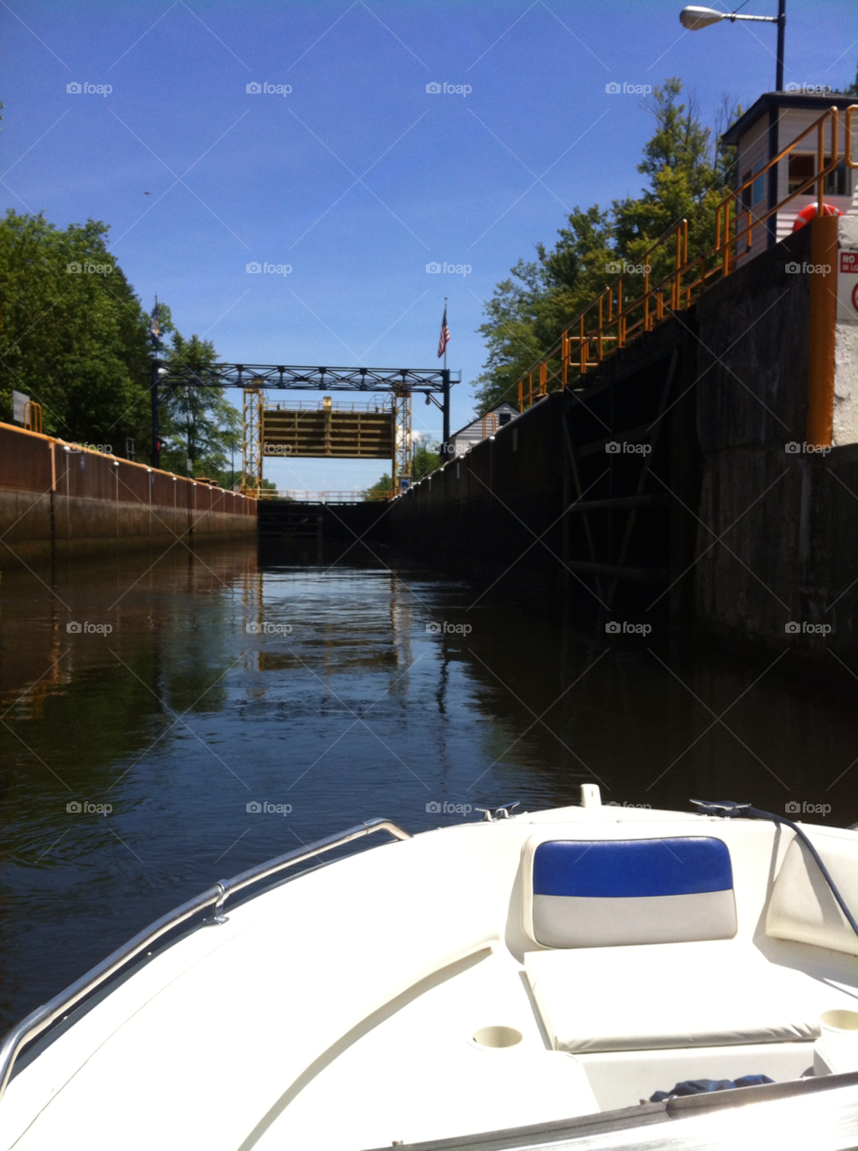 boat blue sky lock erie canal by stormin1365