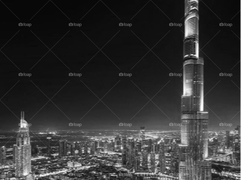 Burj Khalifa . Night view of the tallest building 
