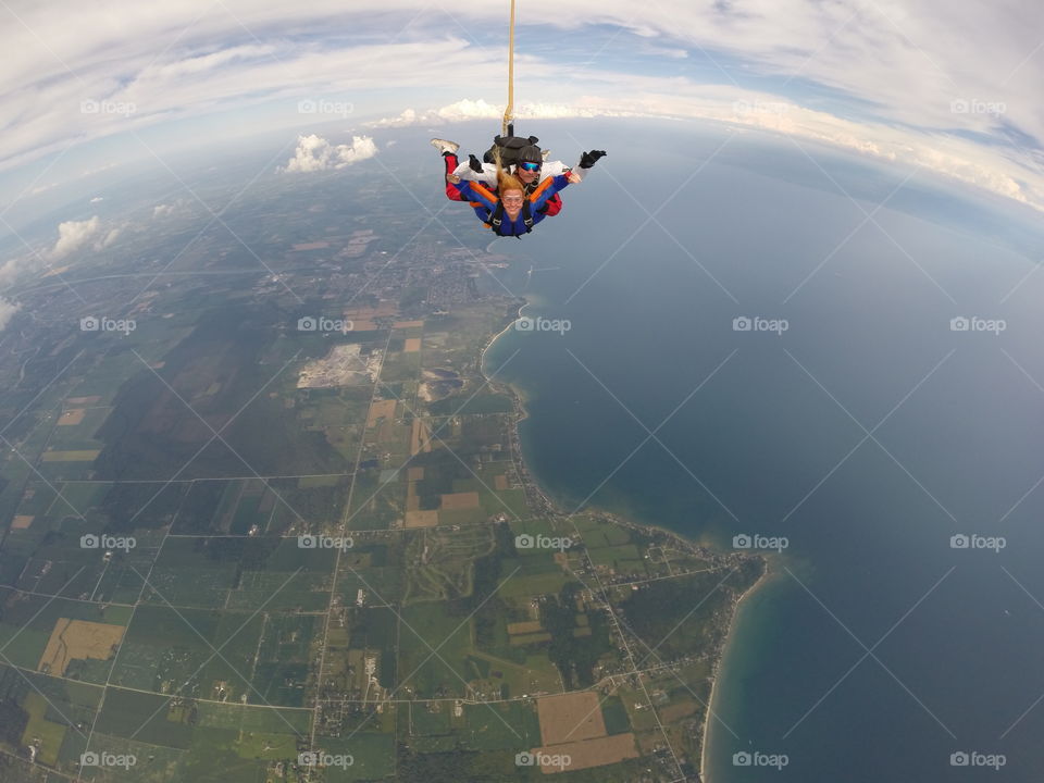 Woman Tandem Skydives, Ontario Canada