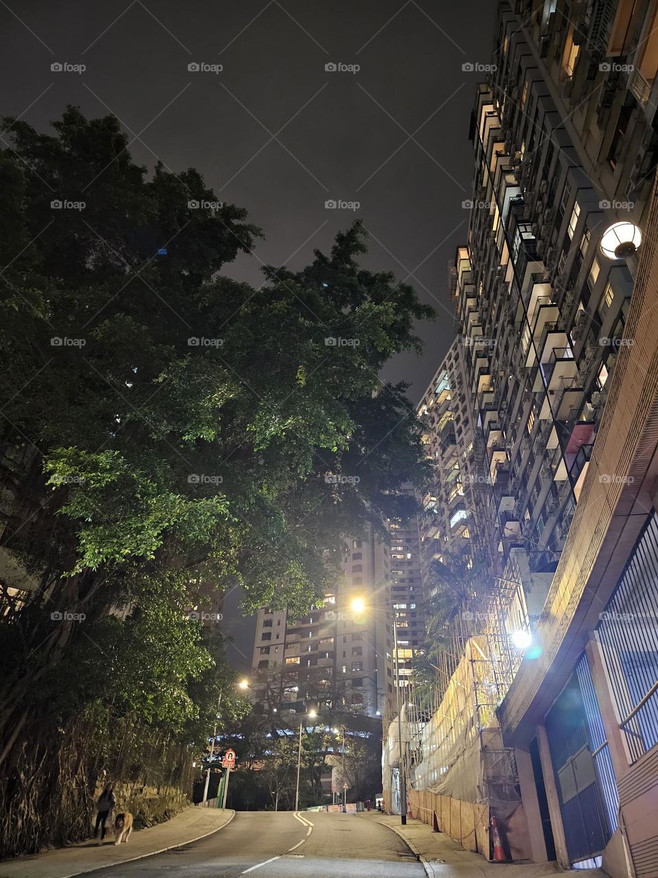 Night walk in quiet Hong Kong