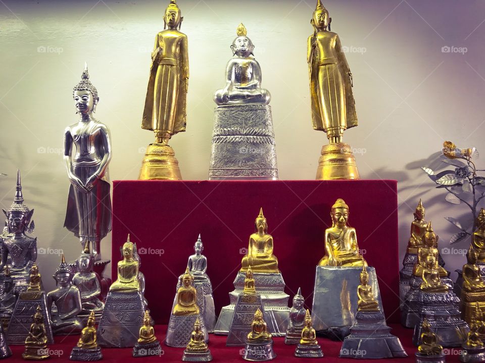 Ancient Buddha images displayed in Chaiya National Museum, Surat Thani, southern Thailand