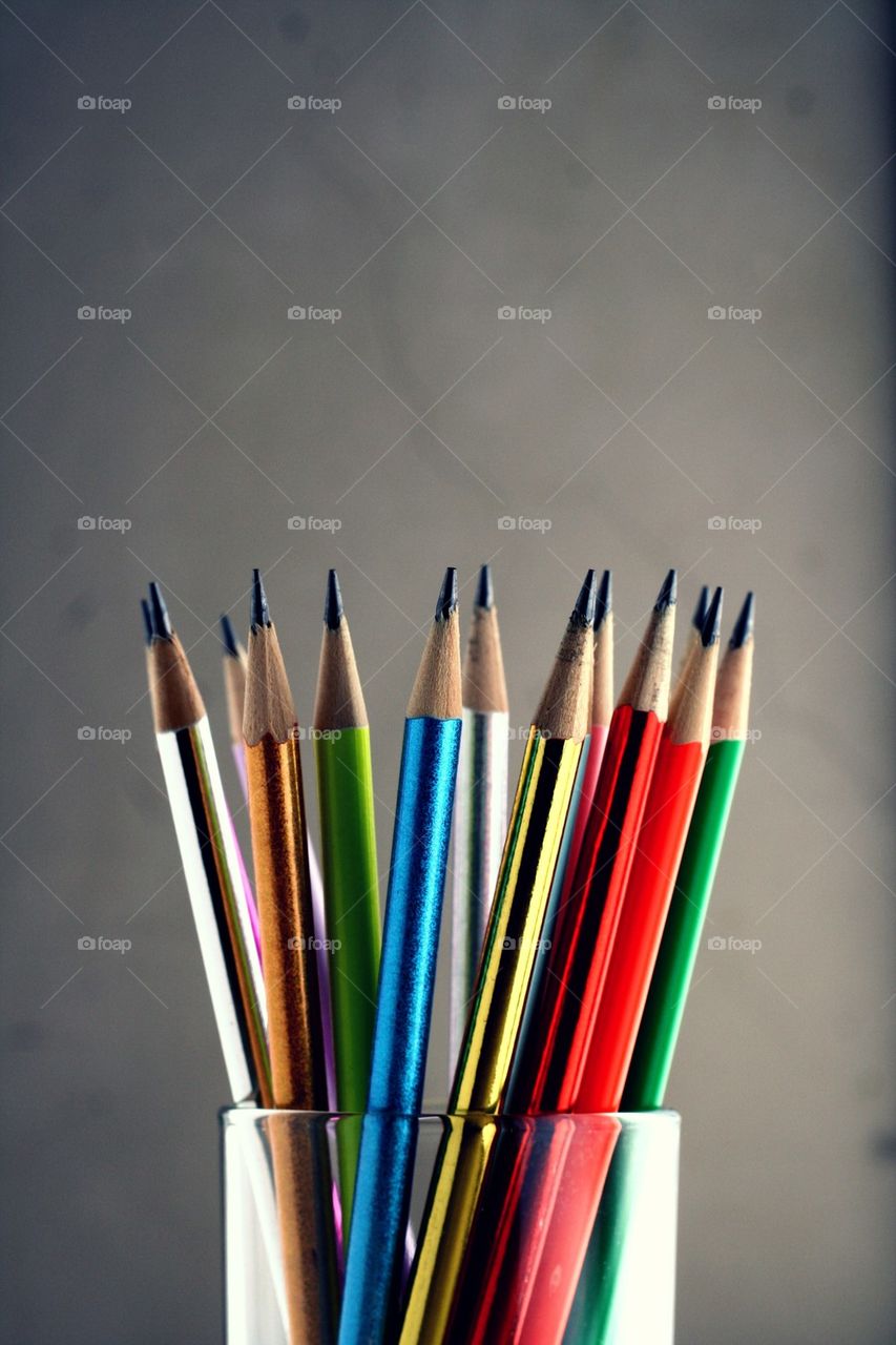 colorful sharpened pencils