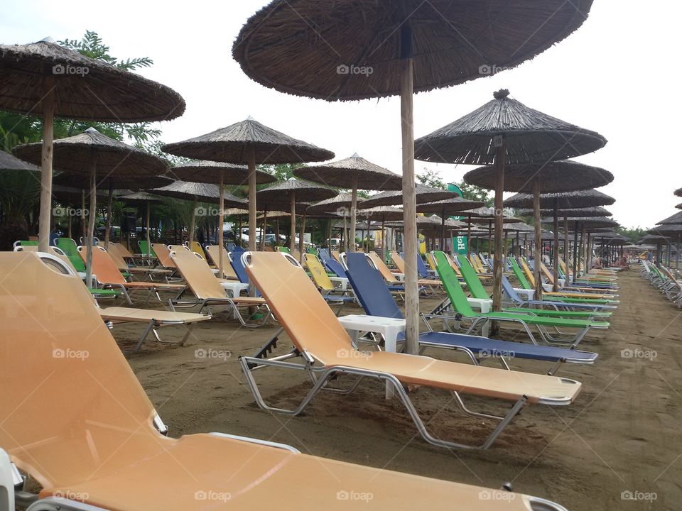 Sunbeds on the beach