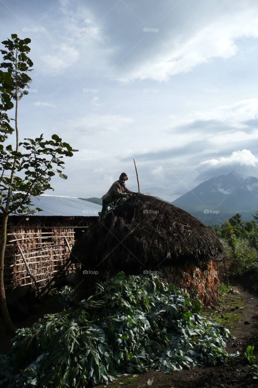 rwanda thatch roof hut by glewis74