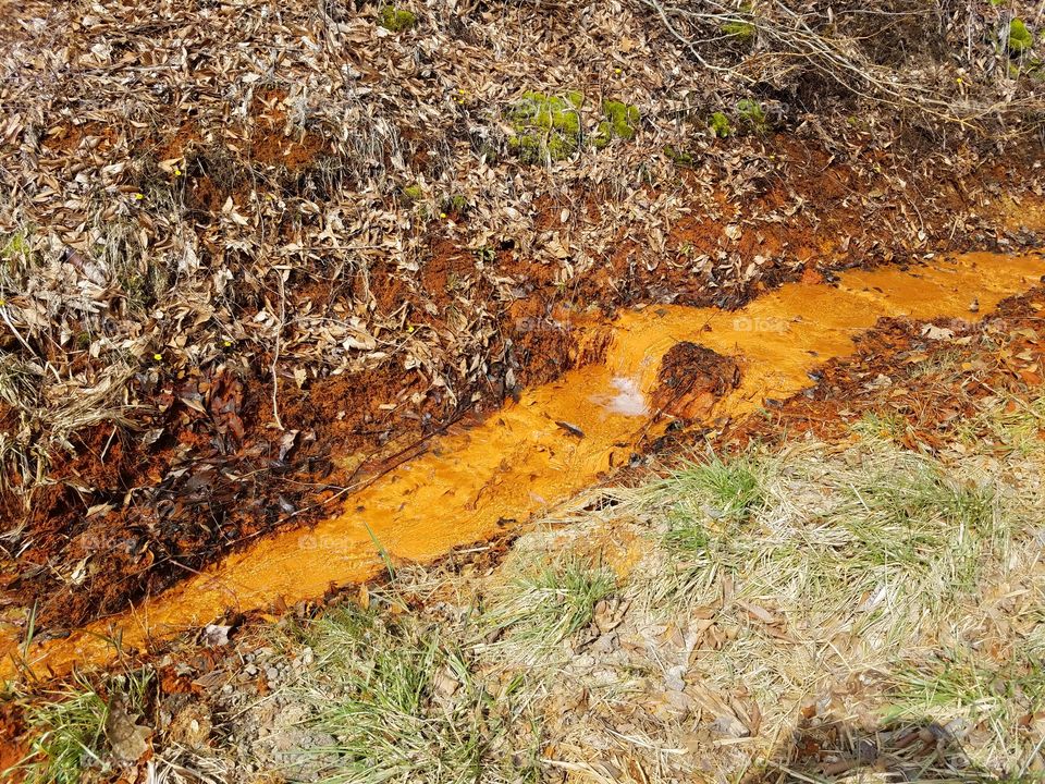 Orange soil.
