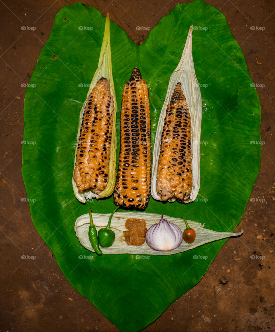 Typical Nepali snack roasted corn.