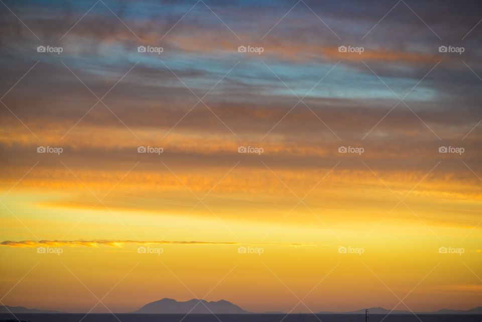 Mountains in the distance at sunset