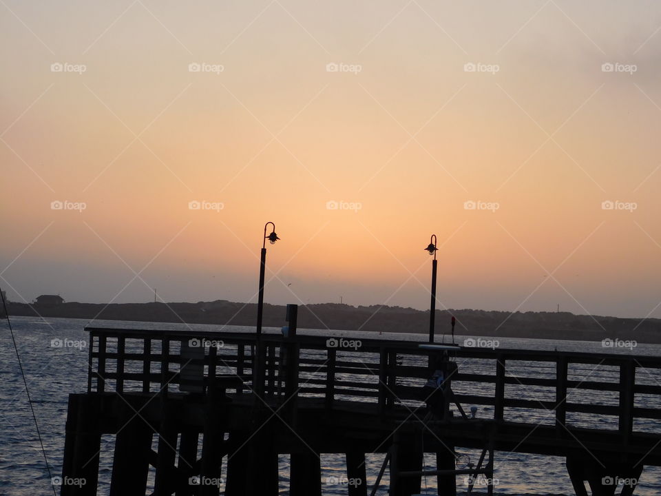 Sunset, Dawn, Water, Pier, Beach