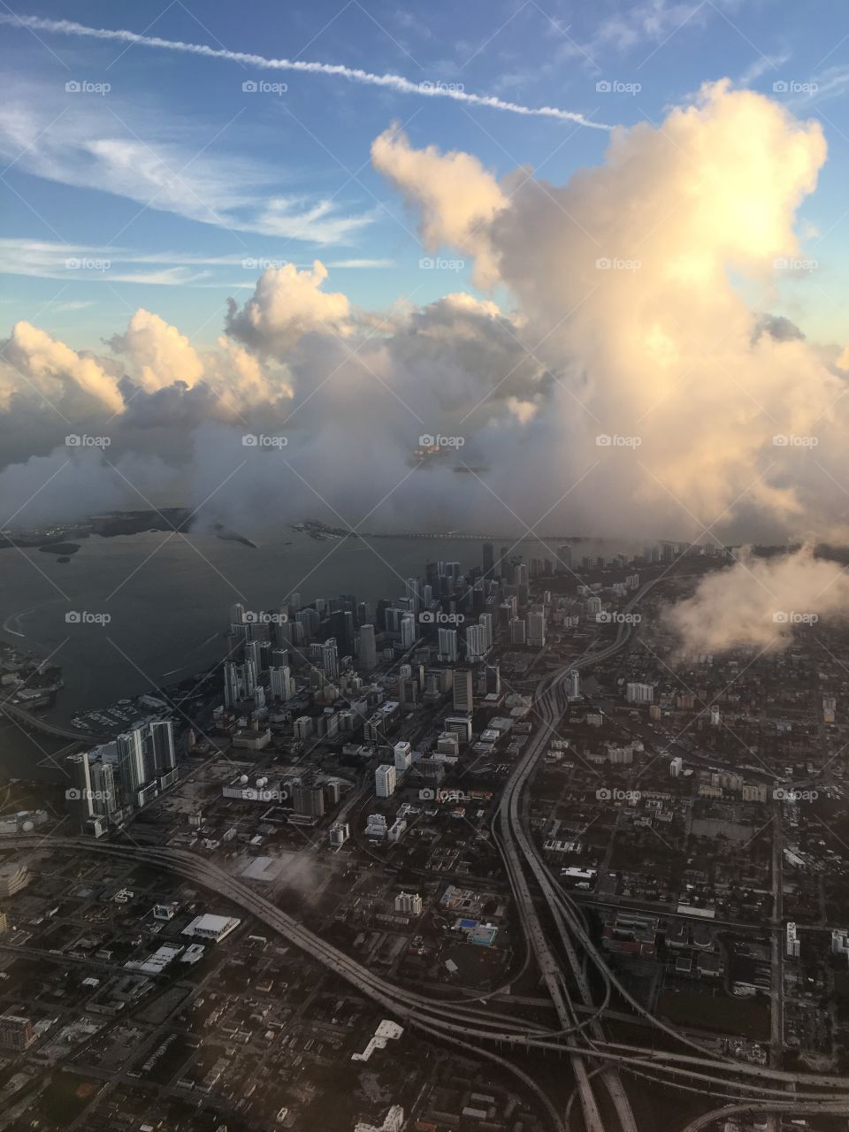 View of Miami from an airplane 