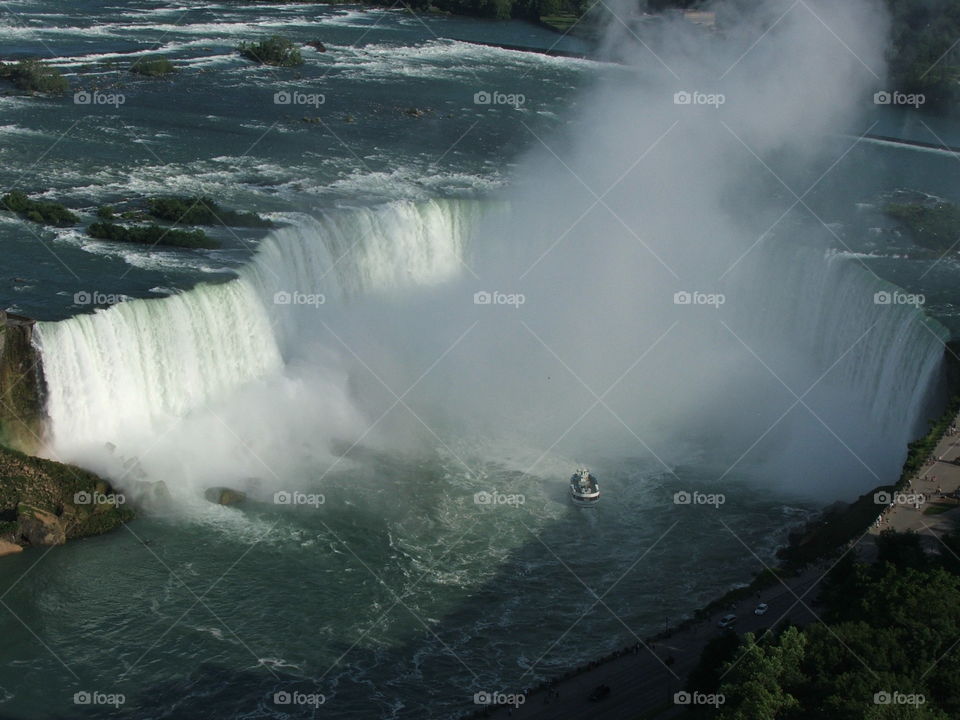 The view of the Canadian horseshoe falls from the skyline tower in Ontario 