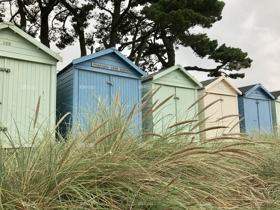 Quaint beach huts along the beach. 