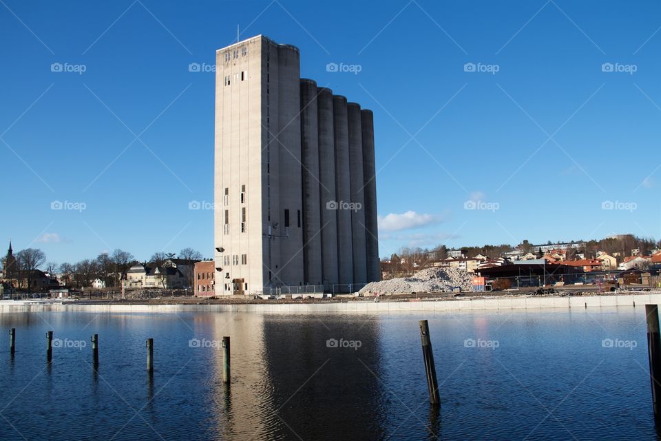 Silo at the harbor in Norrtälje, Sweden 