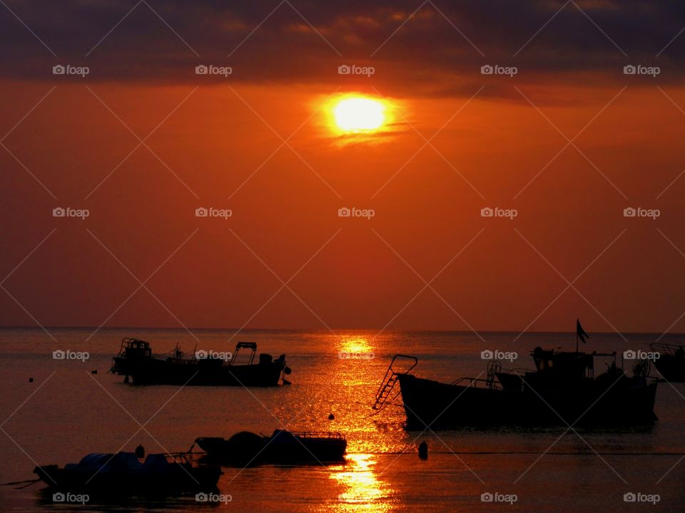 Sunset over idyllic sea