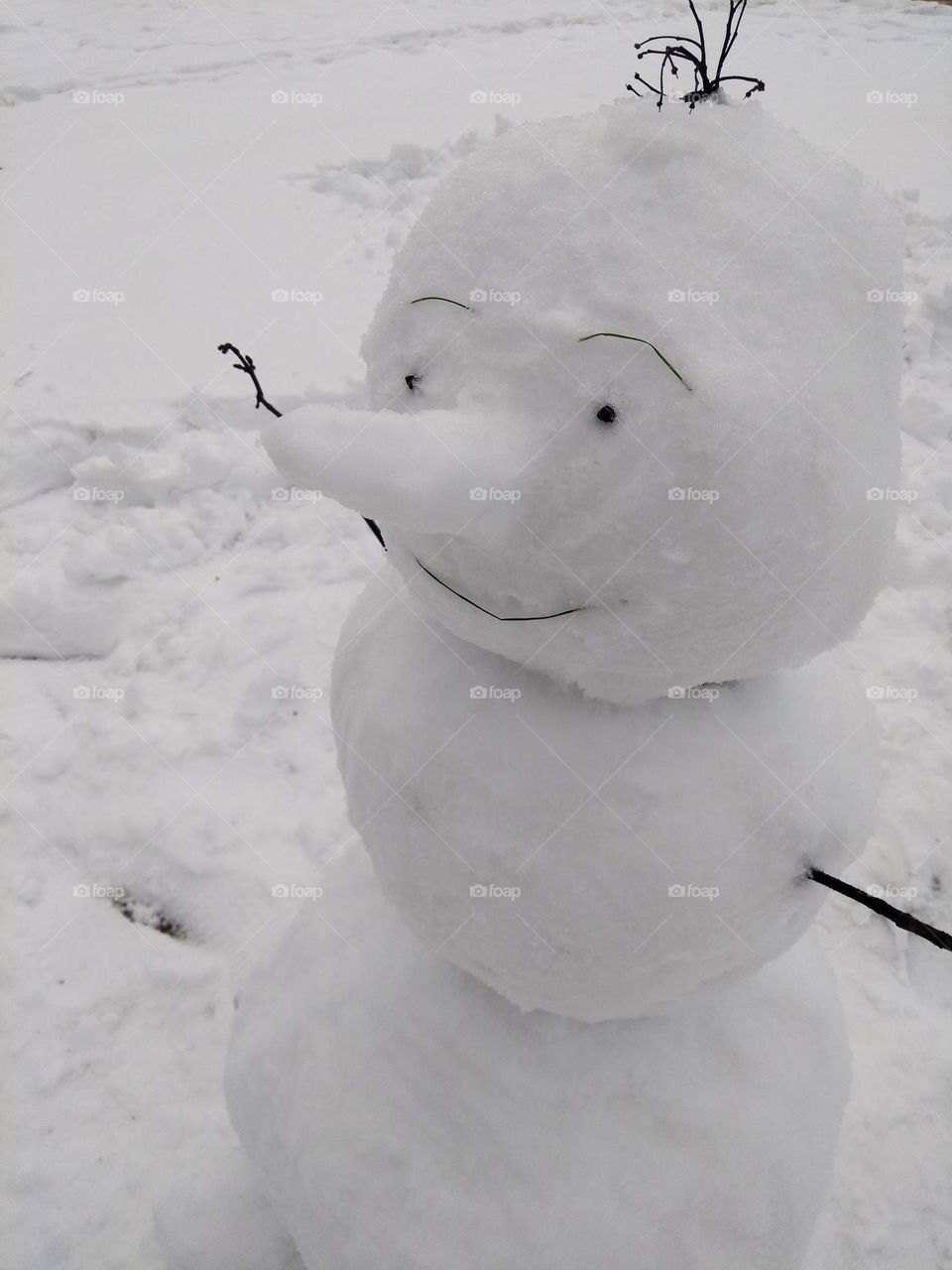 beautiful snowman close up love white