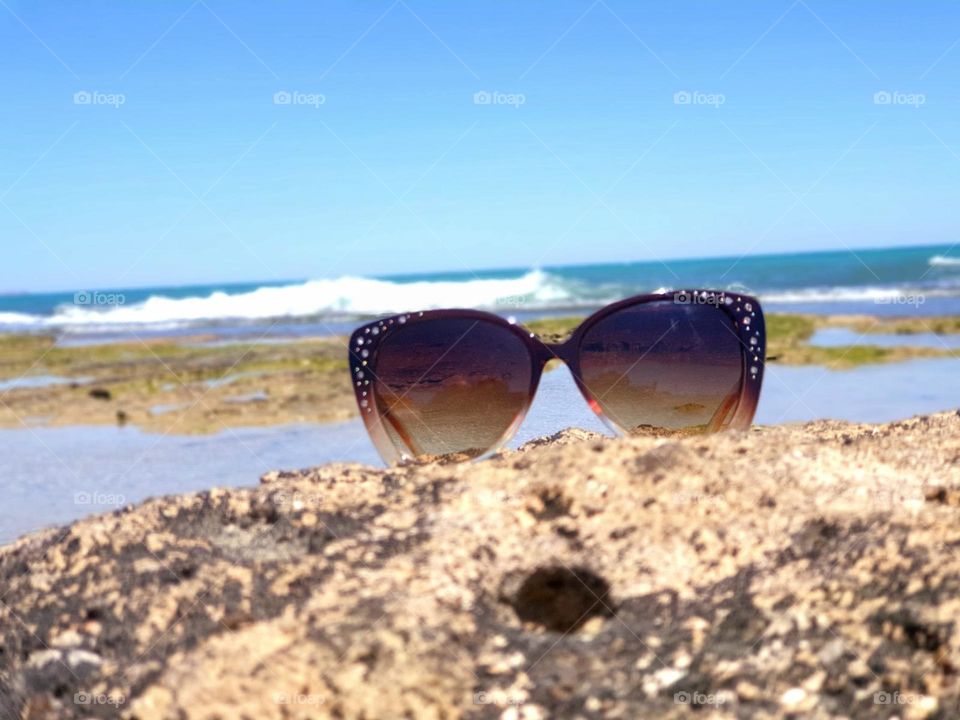 Beach#rock#wave#glasses