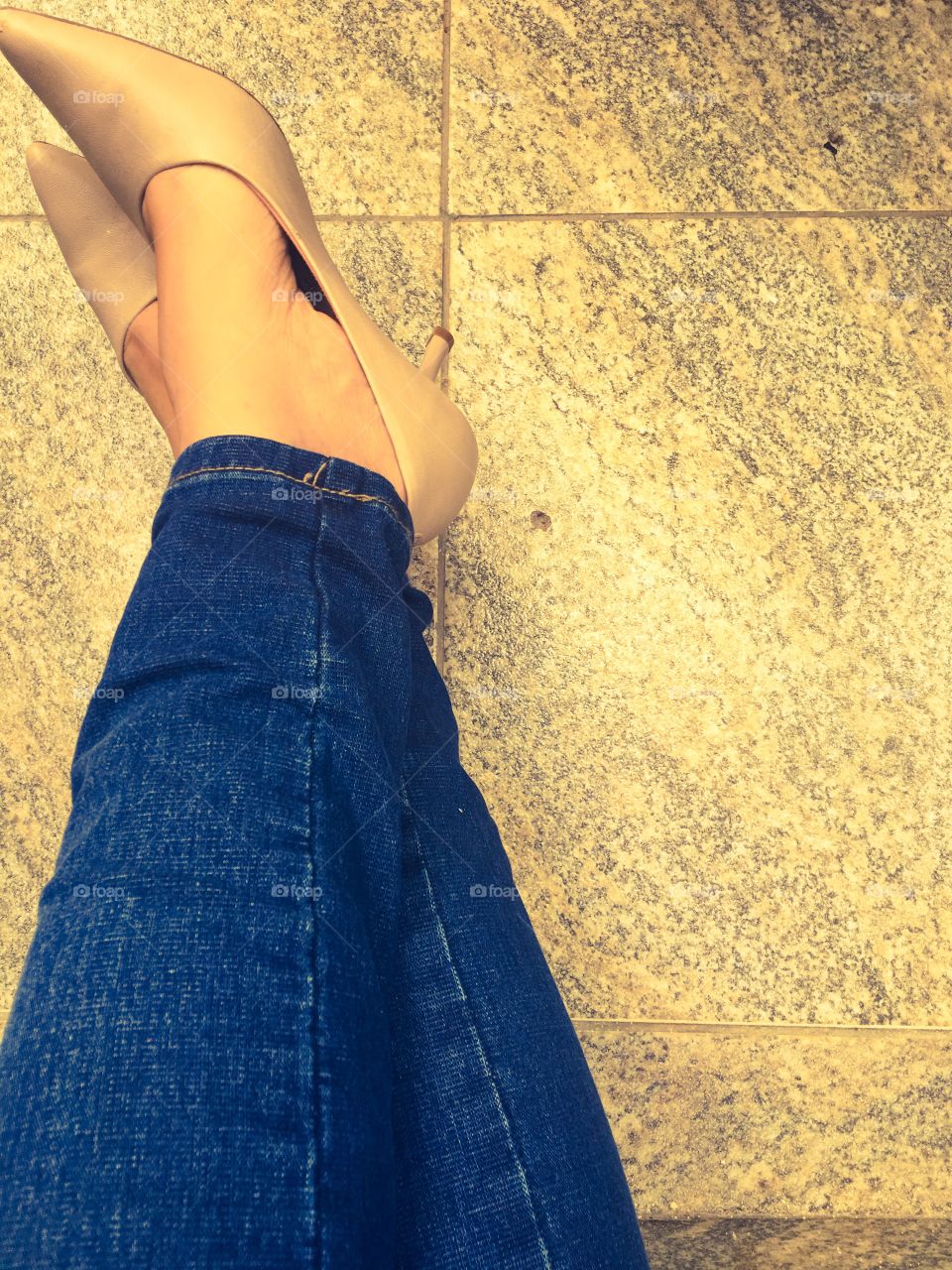 Jeans and high heels