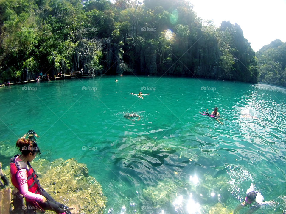 Summer swimming at a Lake