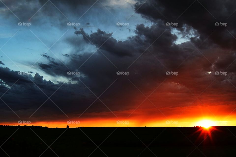 Sunset with storm clouds