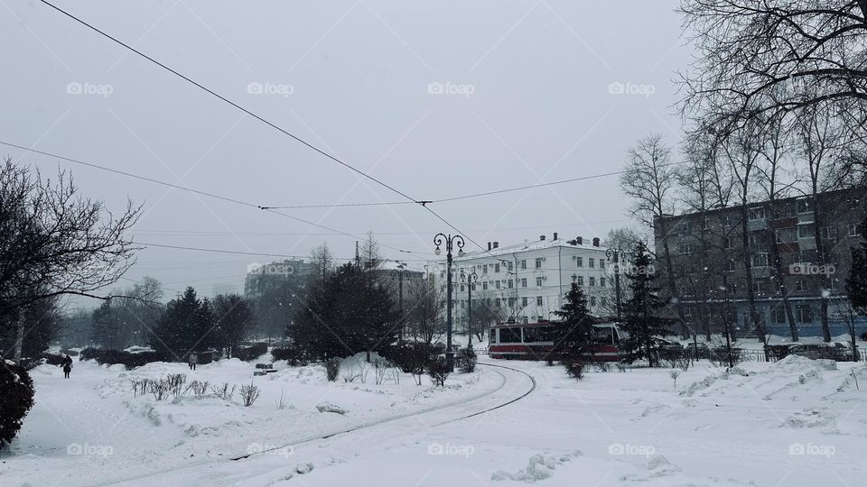 Город в снегу 