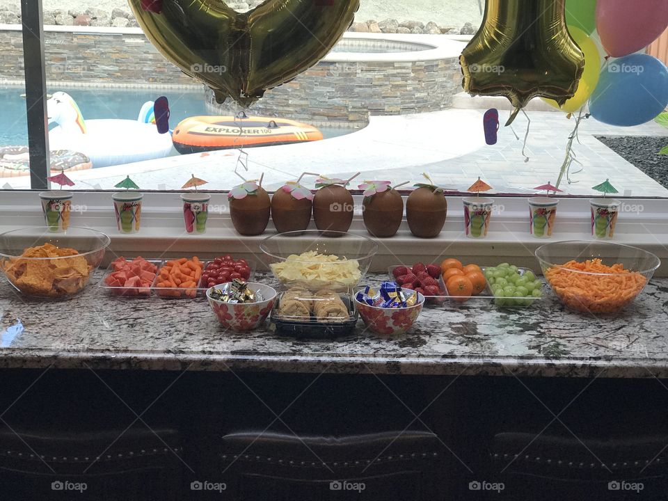 Ashley’s pool party for her 10th Birthday! Snacks!