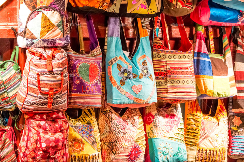 Handbags In A Market Shop