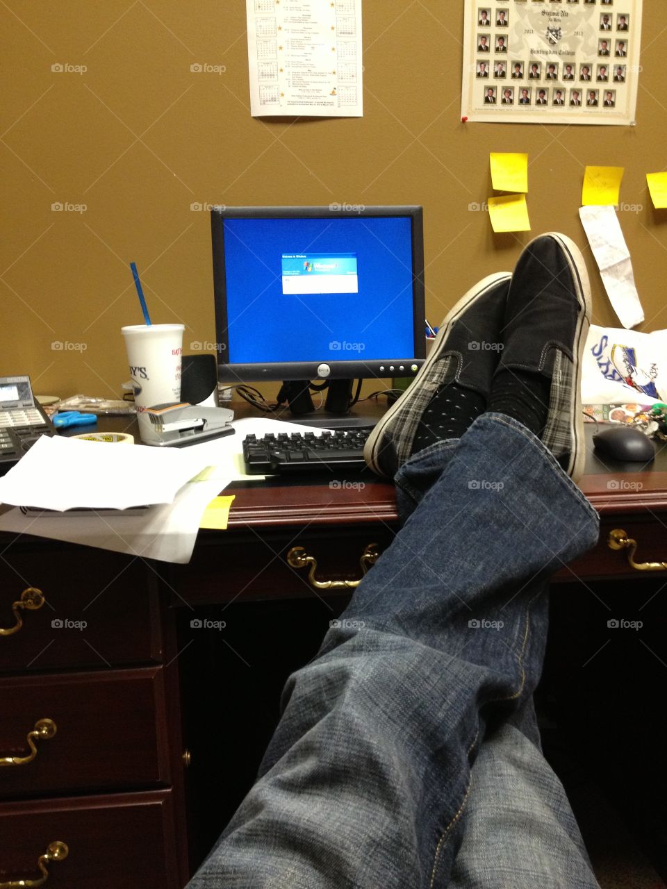 Work Hard Play Hard. Taking a minute to relax at work.