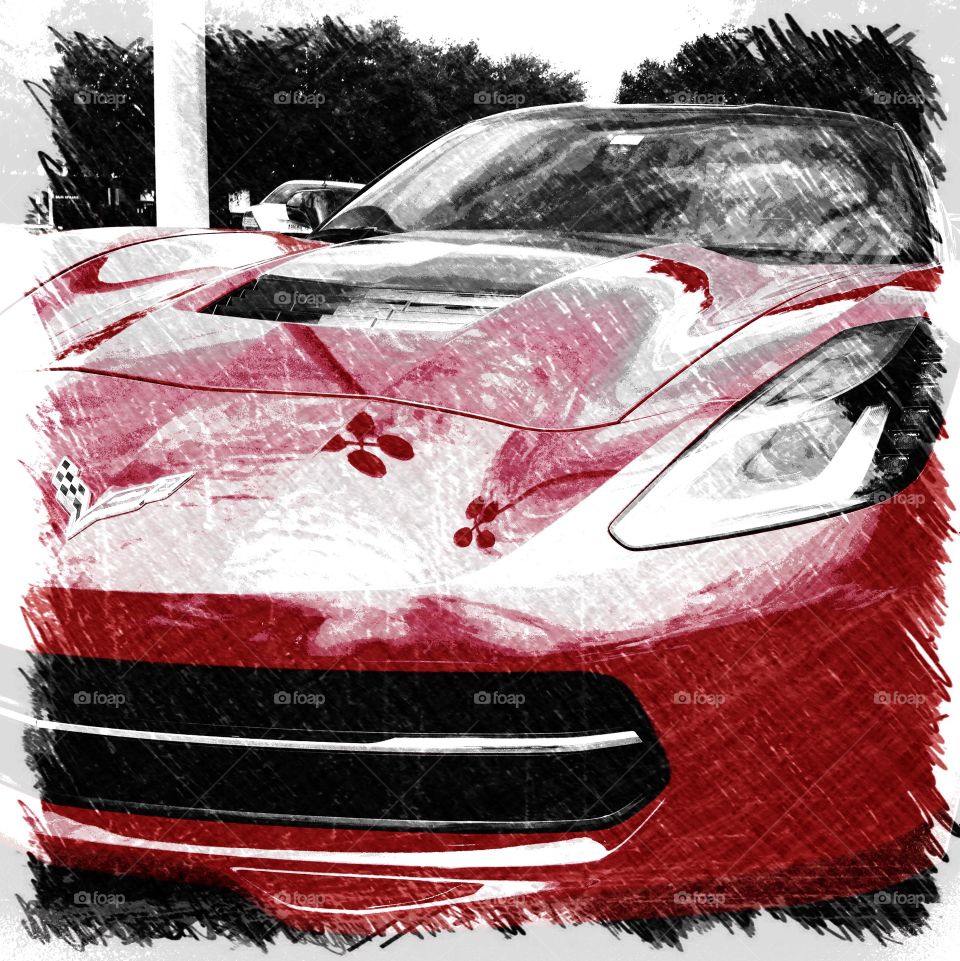 Red corvette sketch