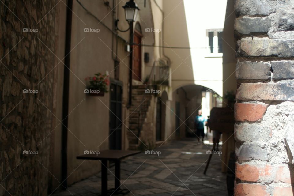 Passing through alley