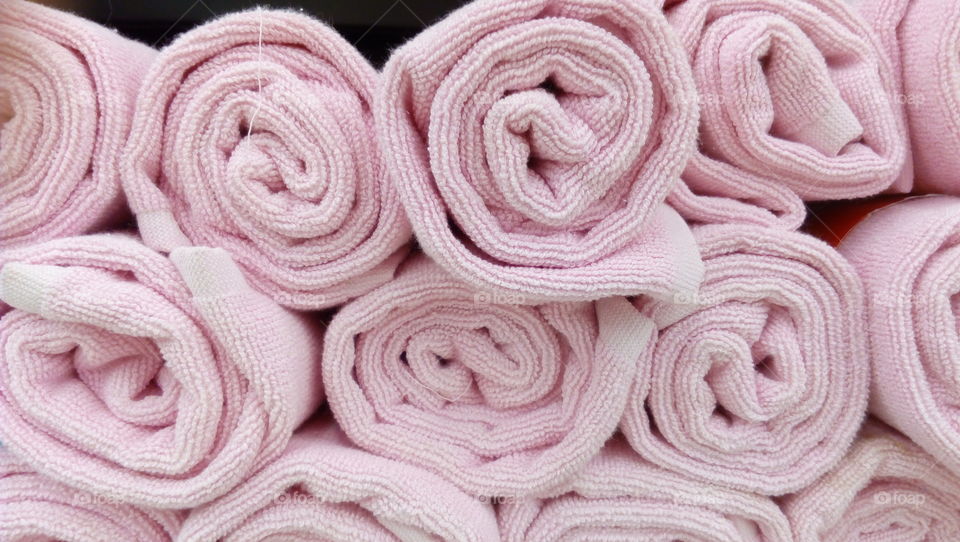Pink folded towels