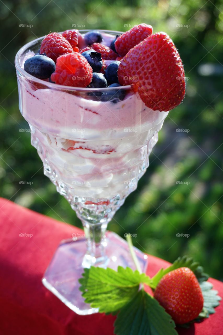 Fresh berry smoothie in glass