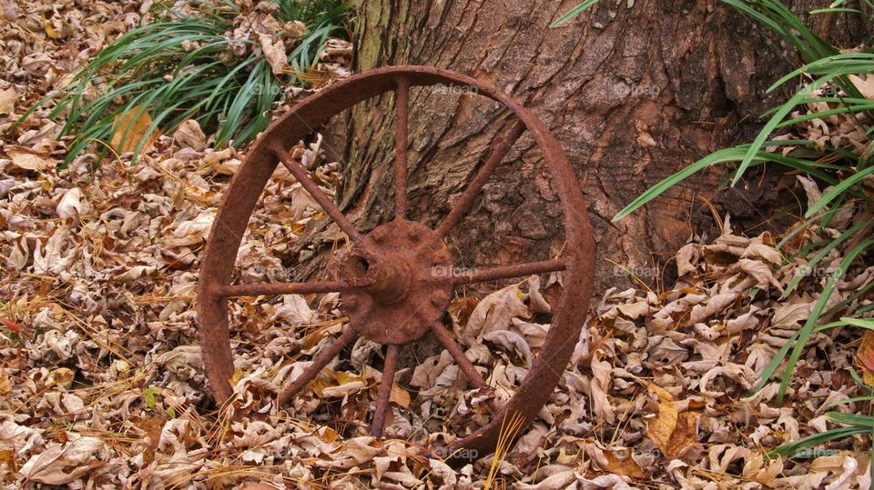 Rusty wagon wheel