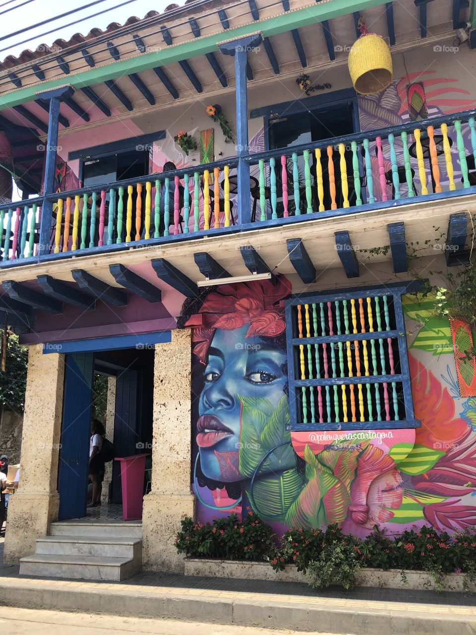 Colorful building in Cartagena, Colombia
