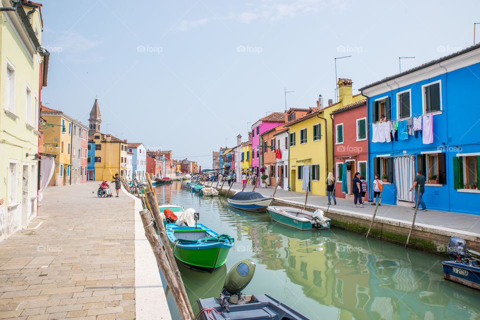 Colorful houses in bgurano street, italy