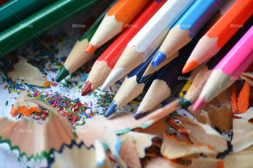 Stack of colored pencils