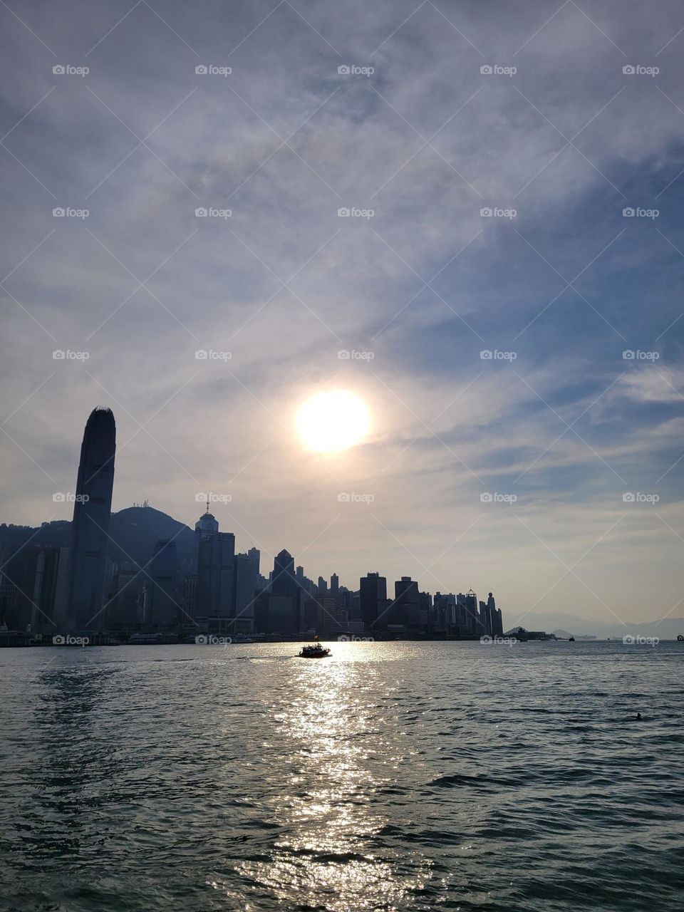 Sunset at Hong Kong Victoria Harbour