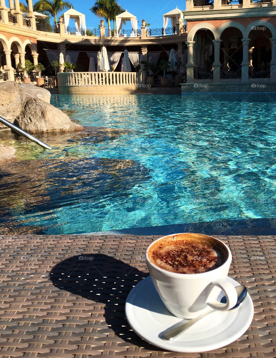 Pool side cappuccino.