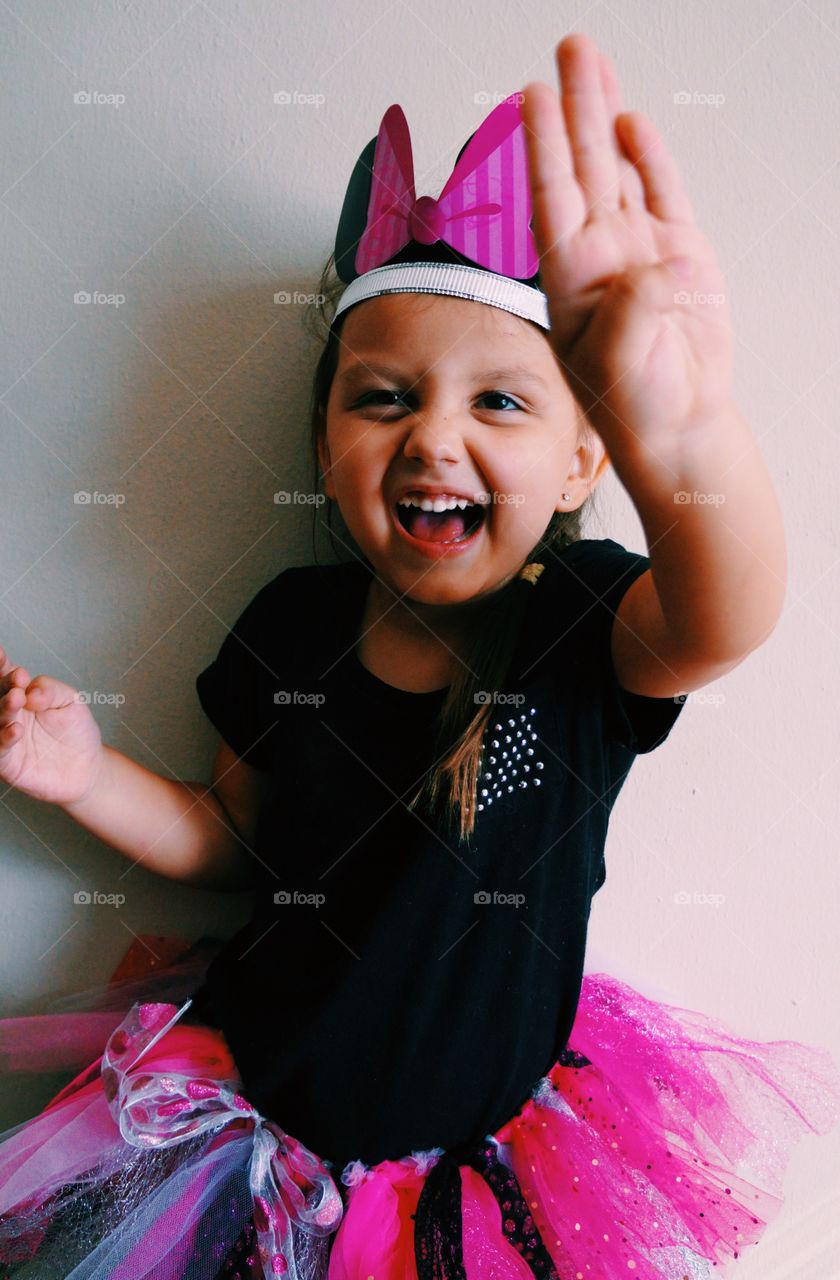 Girl wearing a pink tutu