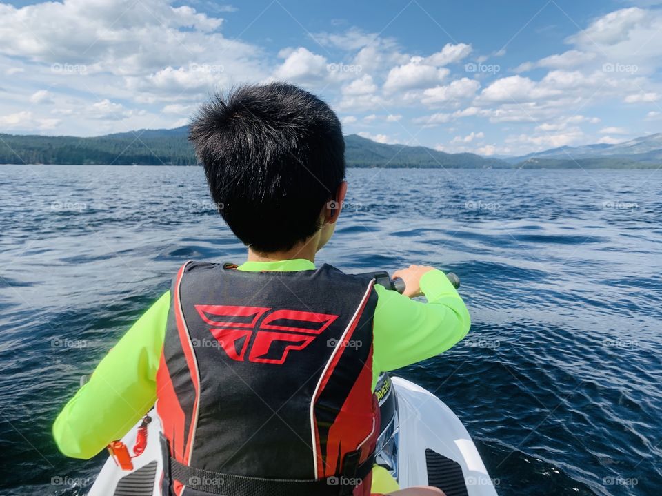 Jet skiing on the lake