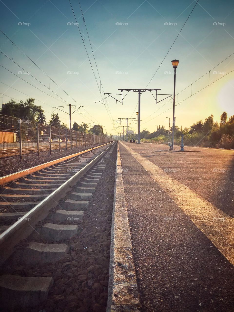 Train station at sunset