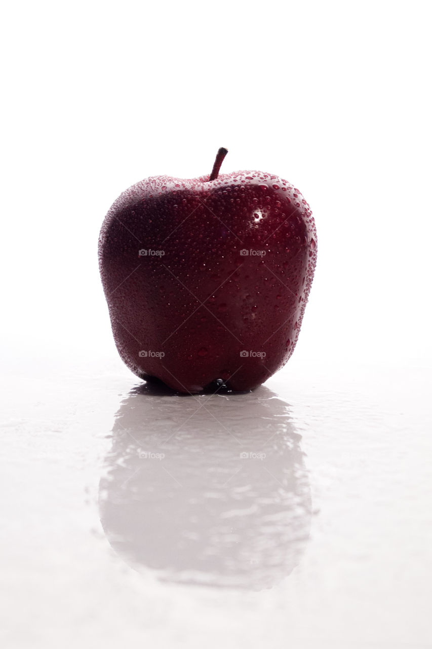Vertical view of red apple