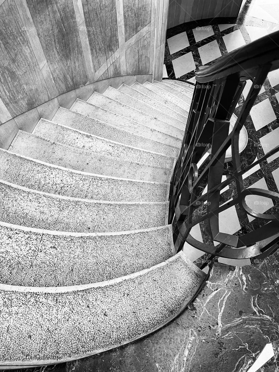 staircase spiral in black and white 