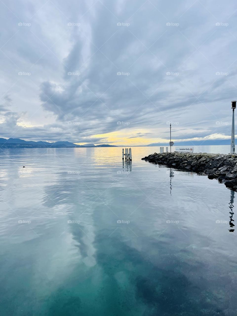 Leman lake in Ouchy, Lausanne, Switzerland 