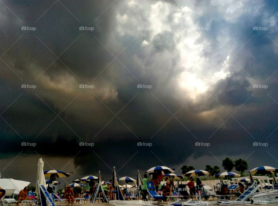 Hurricane on the beach in Salento, Italy