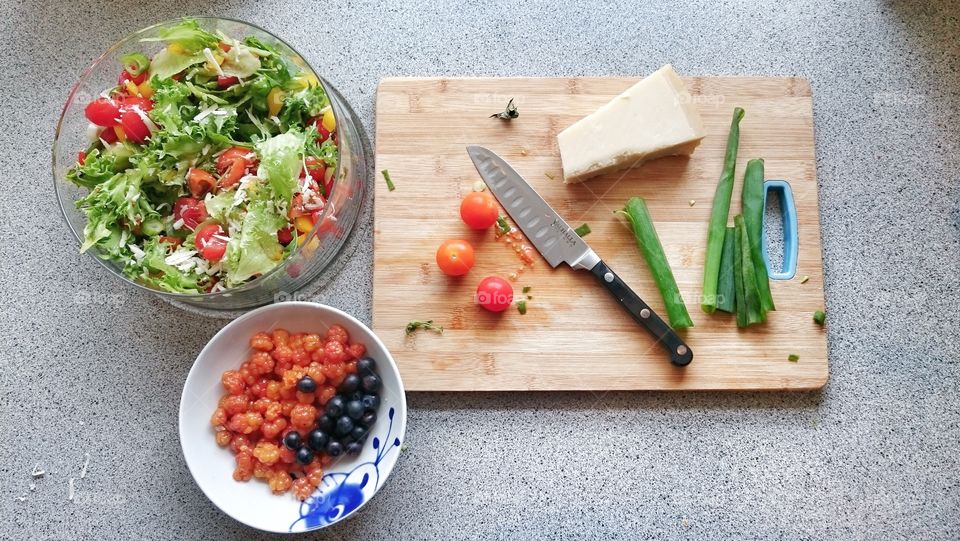 Food in kitchen, making food