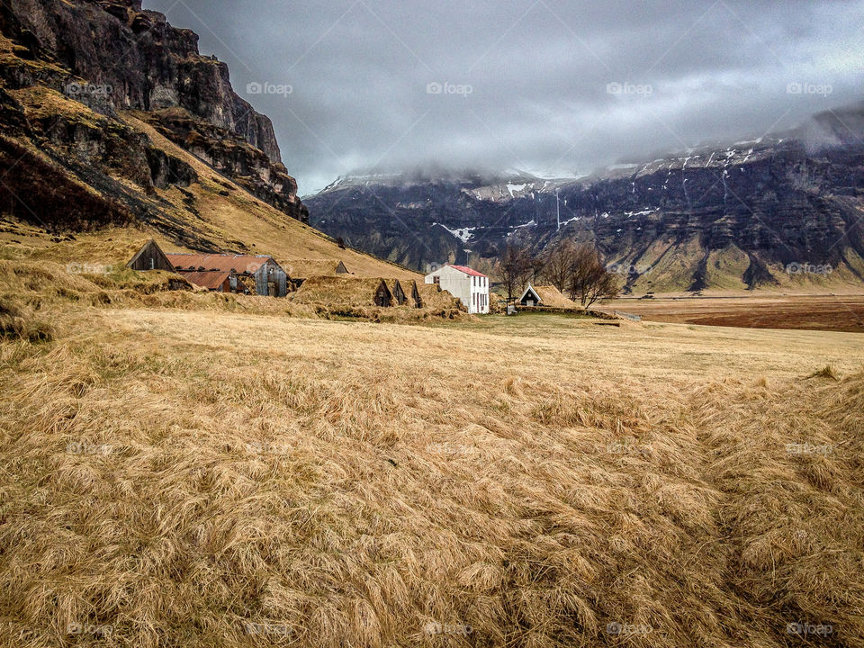 House at rural scene in iceland