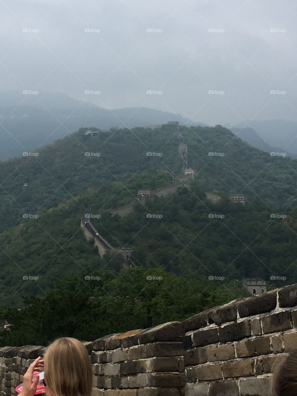 Great Wall winding through mountain range