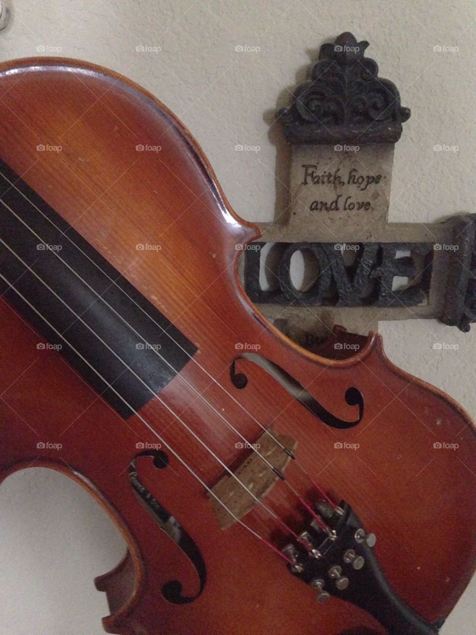 Love of a violin. Violin and love cross