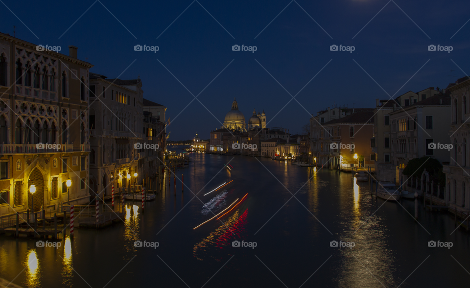 Canale Grande at night. View from Accademia bridge, Venice. 