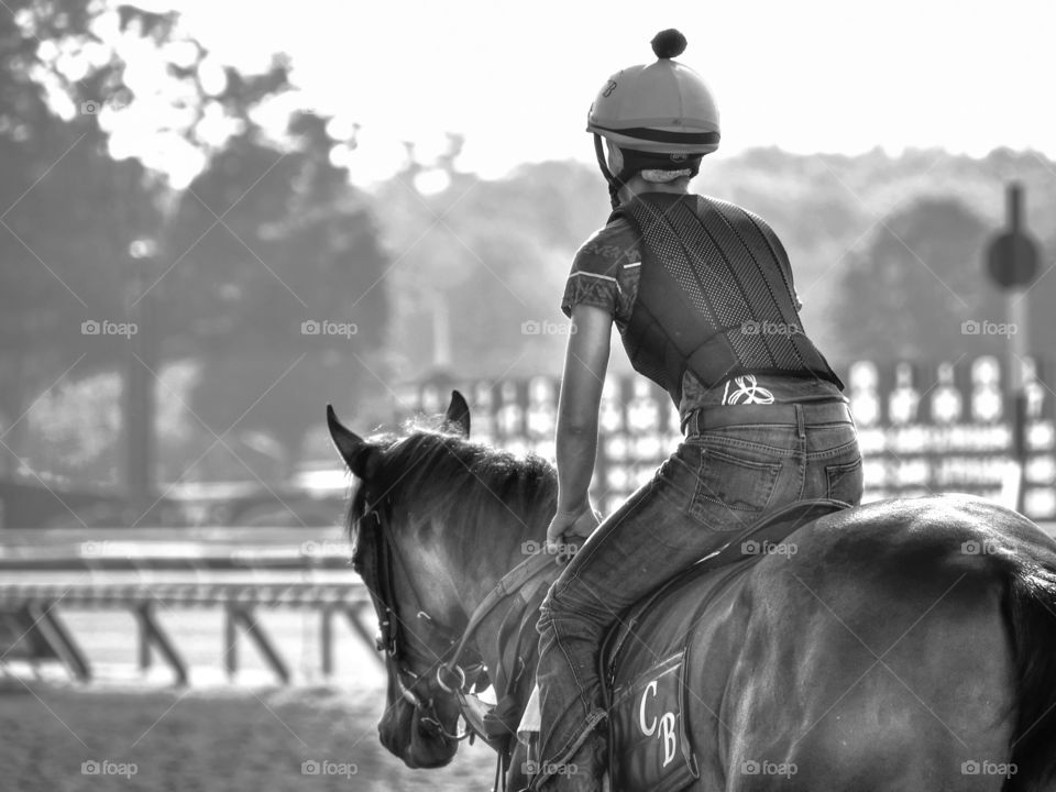 Chad Brown Workouts. Saratoga workouts in the morning with the bay filly and female exercise rider as they prepare got their morning drills. 